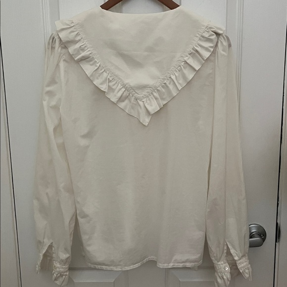 Vintage Laura Ashley White Cream Blouse with Ruffle Detail Made in Ireland - Picture 4 of 6